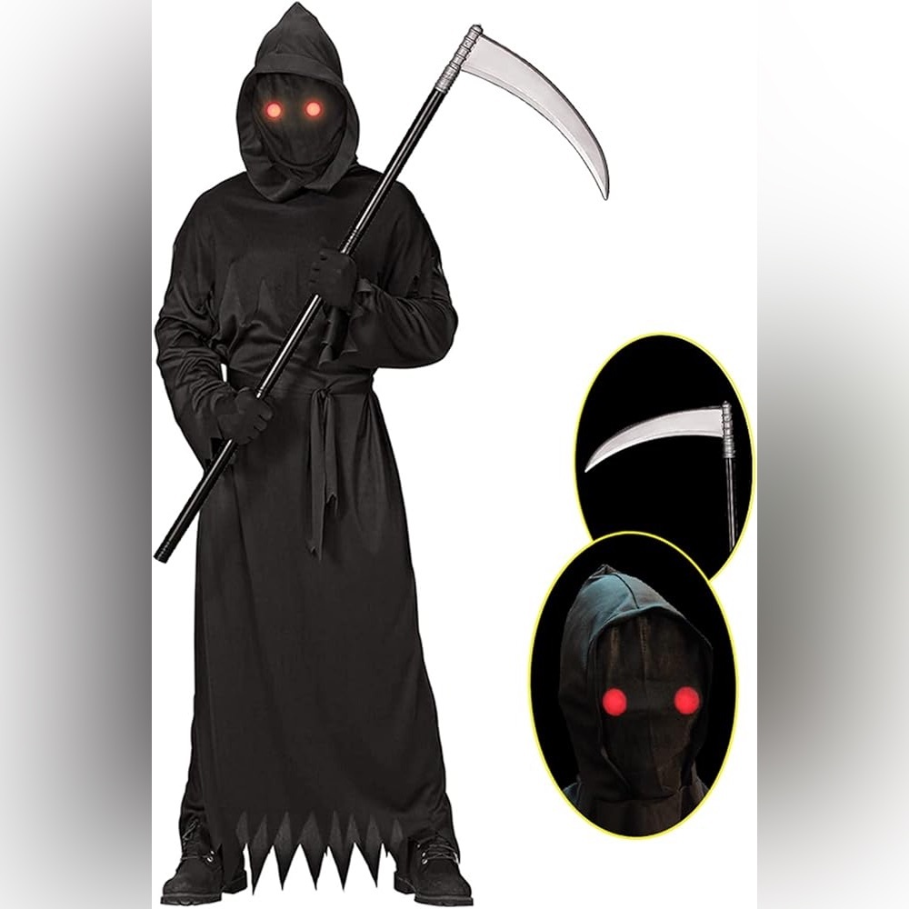 Lomesion Unisex or adult Grim Reaper Costume - Black